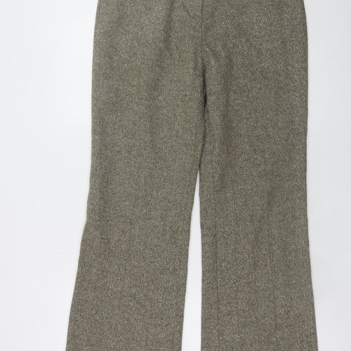 Marks and Spencer Women Brown Herringbone Wool Trousers UK 14