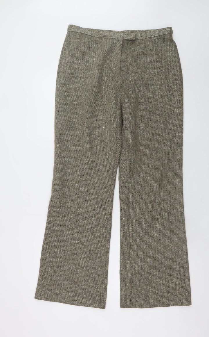 Marks and Spencer Women Brown Herringbone Wool Trousers UK 14