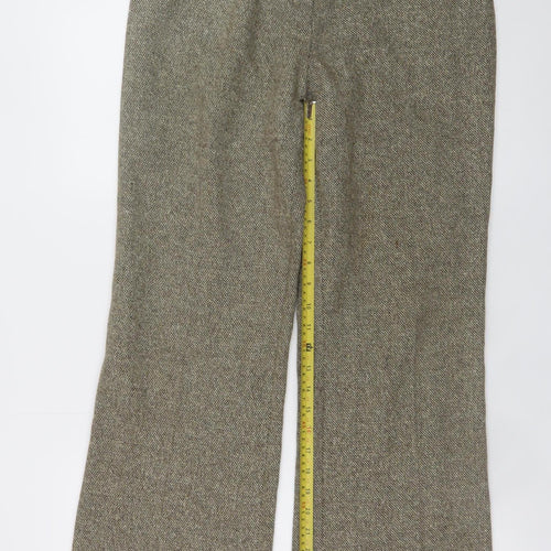 Marks and Spencer Women Brown Herringbone Wool Trousers UK 14