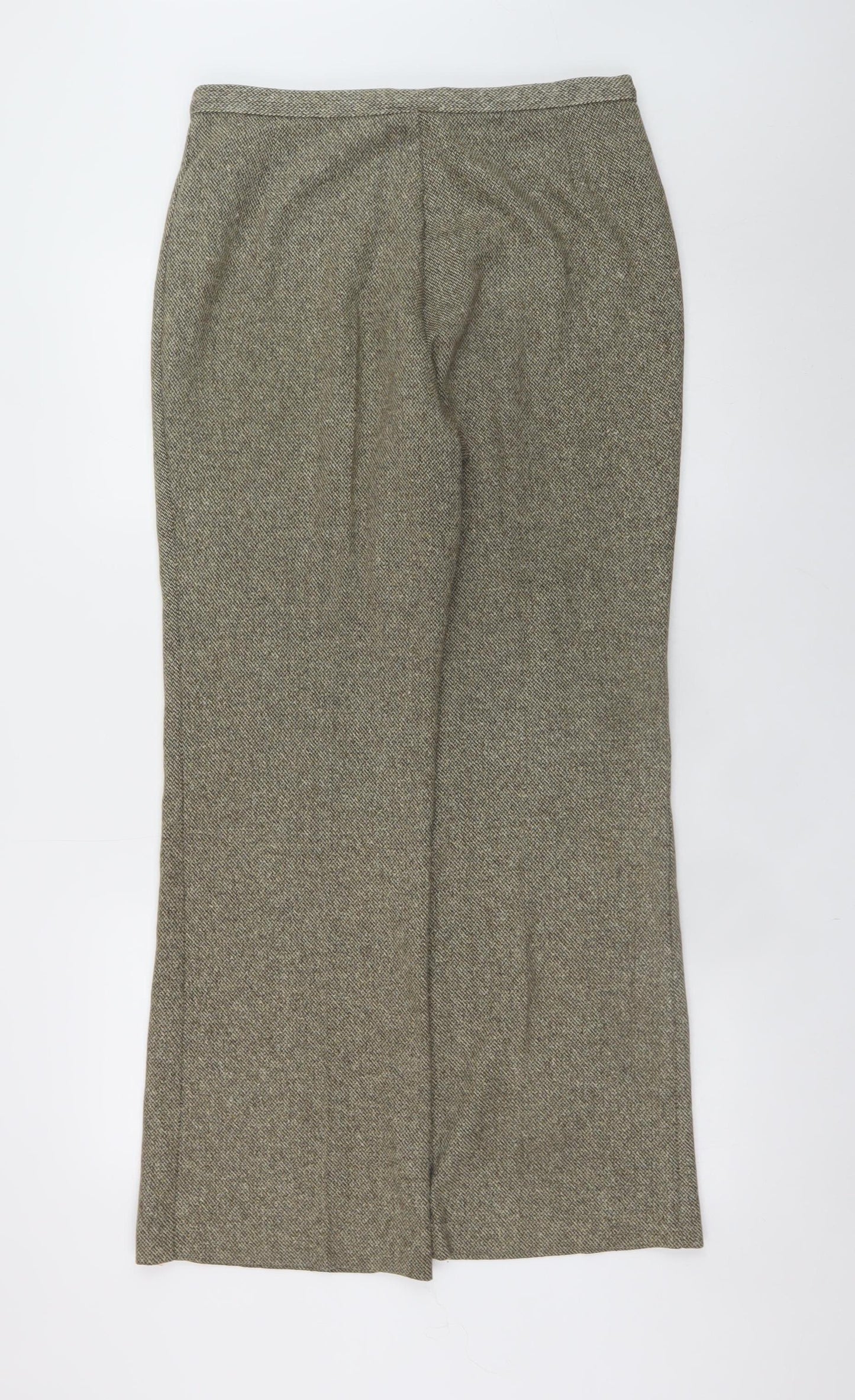 Marks and Spencer Women Brown Herringbone Wool Trousers UK 14