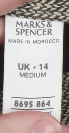 Marks and Spencer Women Brown Herringbone Wool Trousers UK 14
