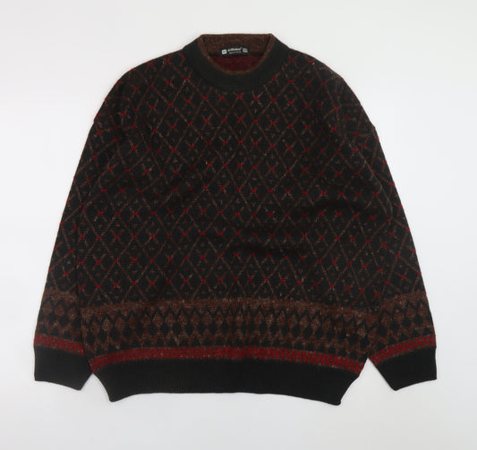 Marks and Spencer St Michael Men's Brown Argyle Knit XL Jumper