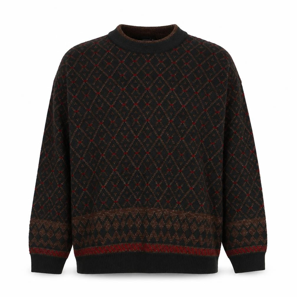 Front view of Marks & Spencer St Michael Men's Brown Argyle Knit XL Jumper