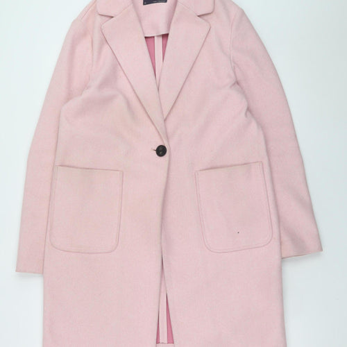 Marks and Spencer Women’s Pink 10 Regular Overcoat Buttoned Wool Look