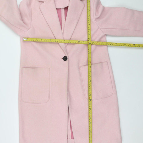 Marks and Spencer Women’s Pink 10 Regular Overcoat Buttoned Wool Look