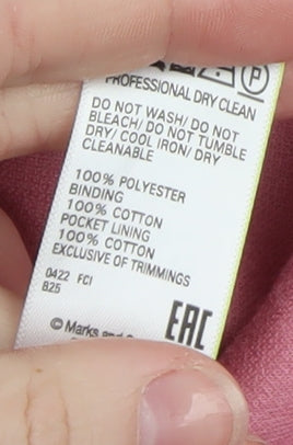 Marks and Spencer Women’s Pink 10 Regular Overcoat Buttoned Wool Look