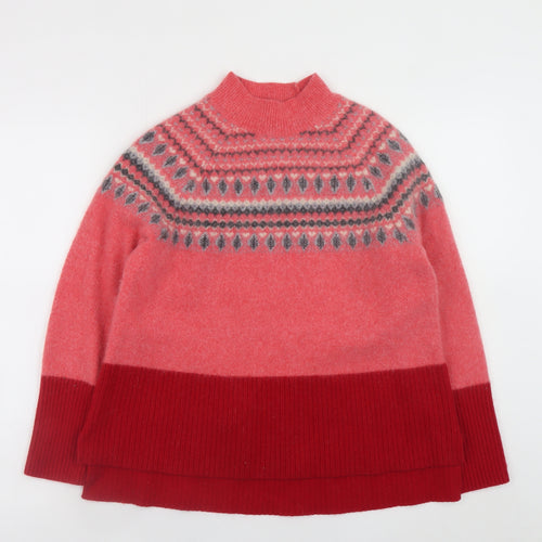 White Stuff Women's Red Fair Isle Wool Mock Neck Jumper UK14