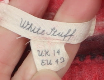 White Stuff Women's Red Fair Isle Wool Mock Neck Jumper UK14