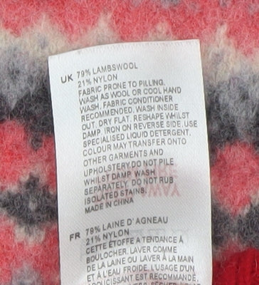 White Stuff Women's Red Fair Isle Wool Mock Neck Jumper UK14