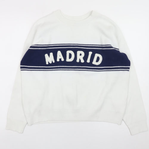 Primark Women’s White Madrid Crew Neck Jumper Size M 12-14