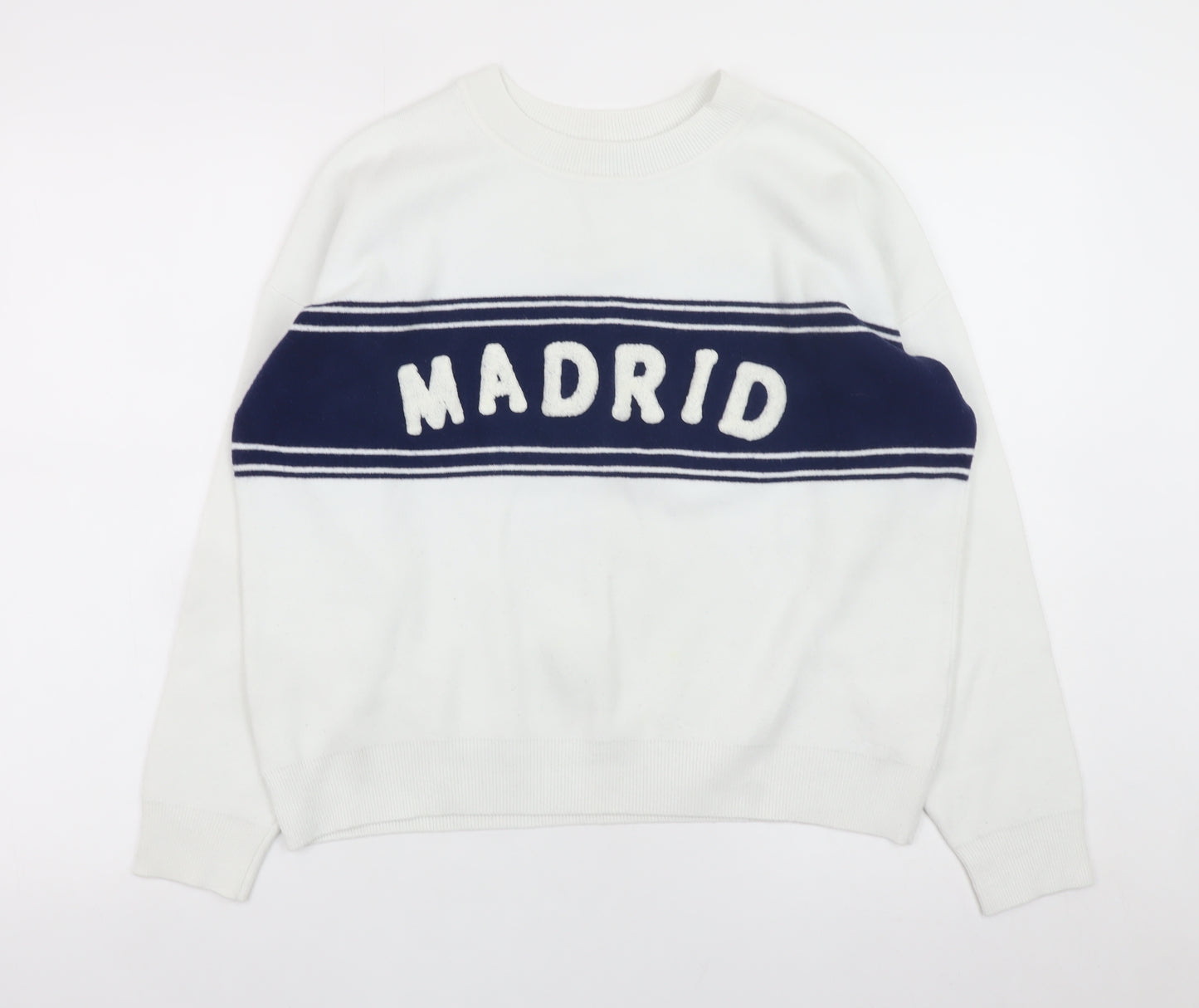 Primark Women’s White Madrid Crew Neck Jumper Size M 12-14