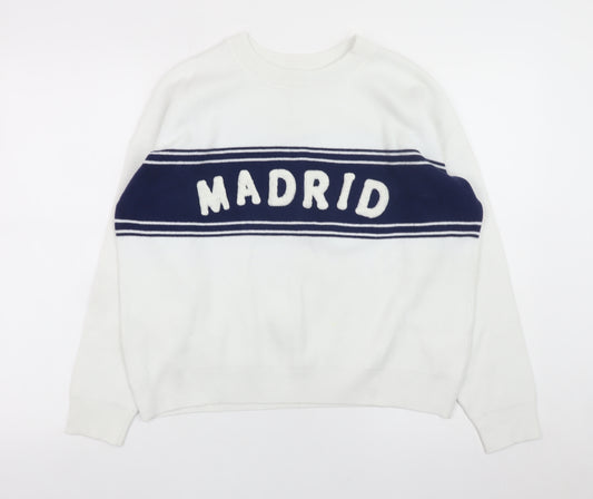 Primark Women’s White Madrid Crew Neck Jumper Size M 12-14