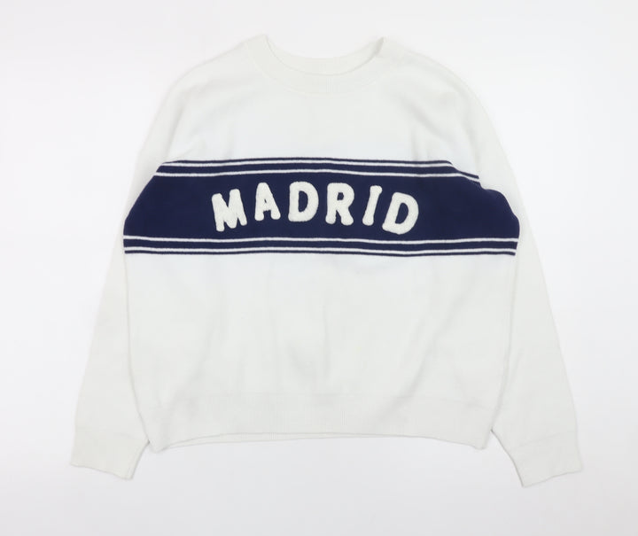 Primark Women’s White Madrid Crew Neck Jumper Size M 12-14