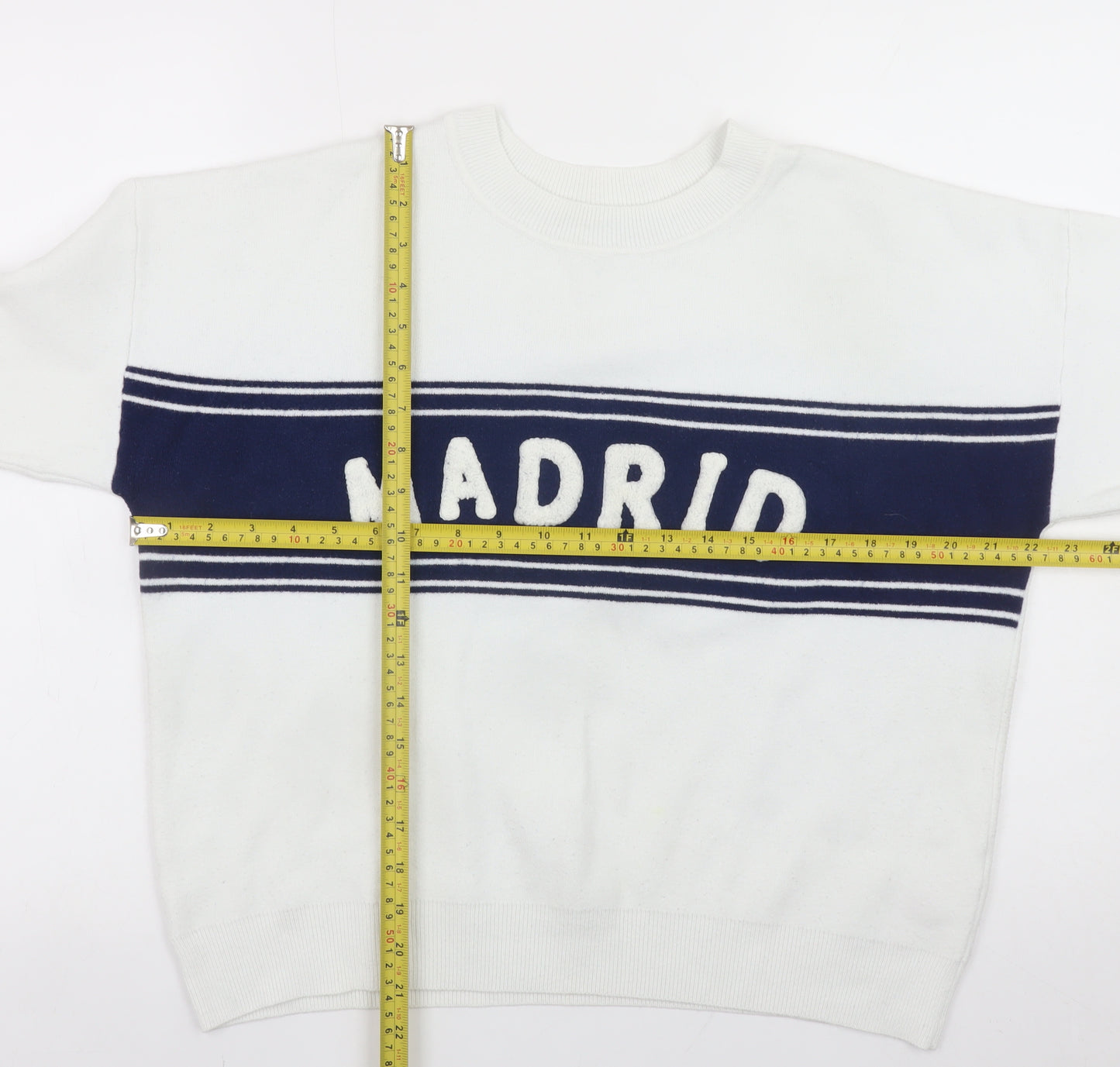 Primark Women’s White Madrid Crew Neck Jumper Size M 12-14