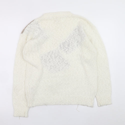 Fashion Classics Women's Ivory Floral Knit Pullover Jumper M