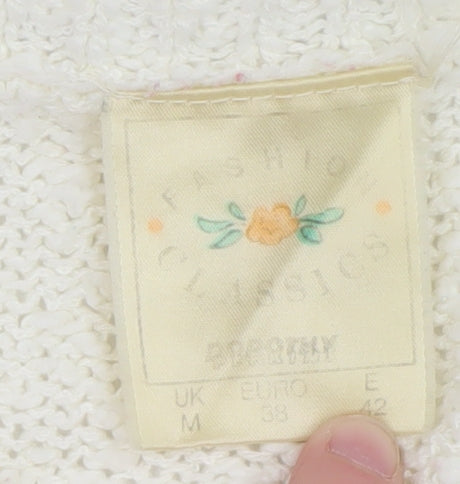 Fashion Classics Women's Ivory Floral Knit Pullover Jumper M