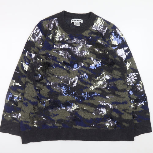 DKNY Jeans Women's Multicoloured Sequin Camouflage Jumper M
