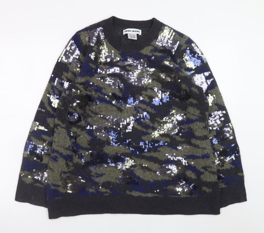 DKNY Jeans Women's Multicoloured Sequin Camouflage Jumper M