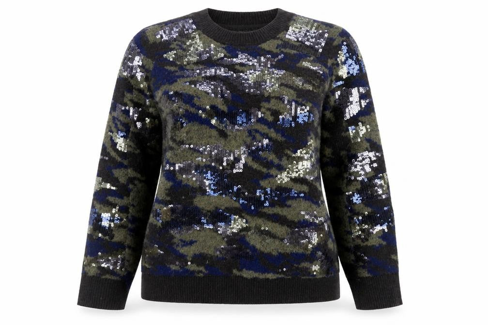 Front view of DKNY Jeans Women's Multicoloured Sequin Camouflage Jumper M