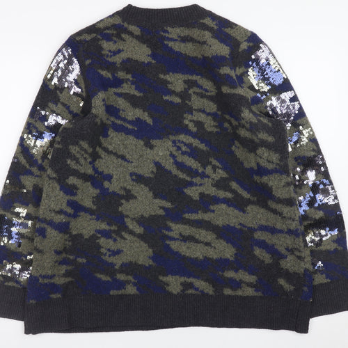 DKNY Jeans Women's Multicoloured Sequin Camouflage Jumper M