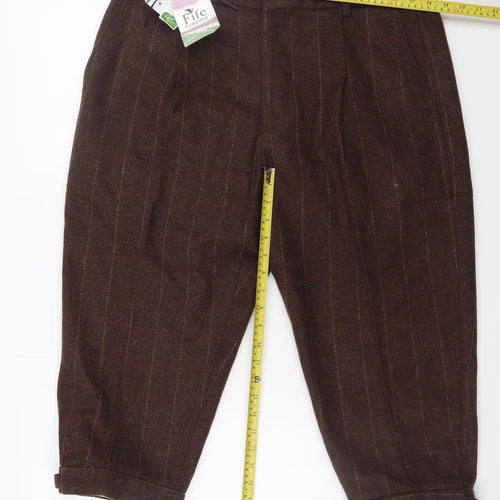Hoggs of Fife Men's Brown Wool Tweed Pleated Trousers Size 38
