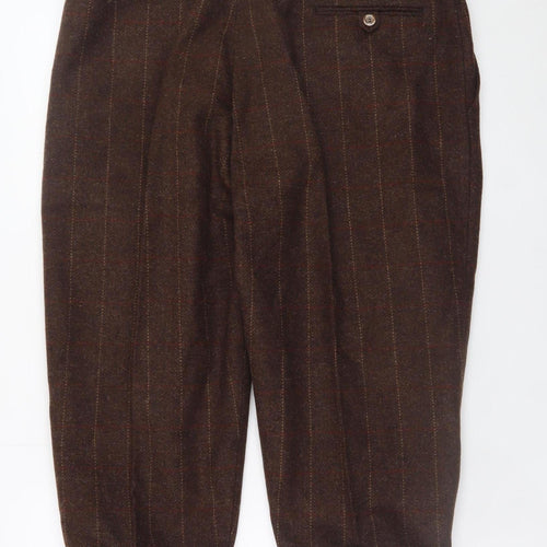 Hoggs of Fife Men's Brown Wool Tweed Pleated Trousers Size 38