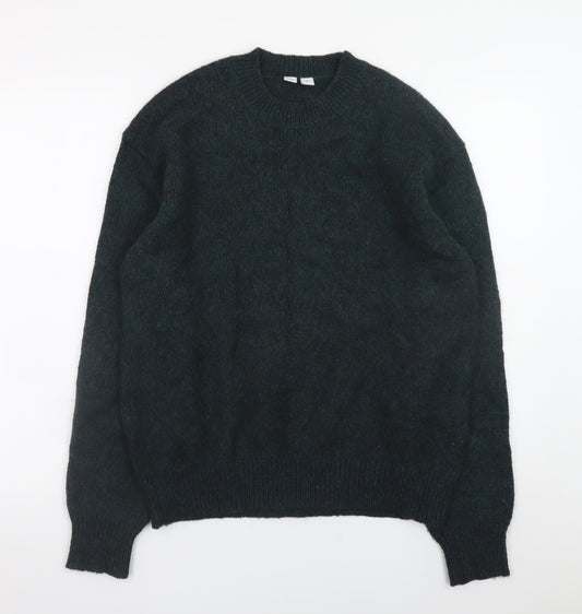 Uniqlo Men Green Mohair Wool Crew Neck Pullover Jumper M