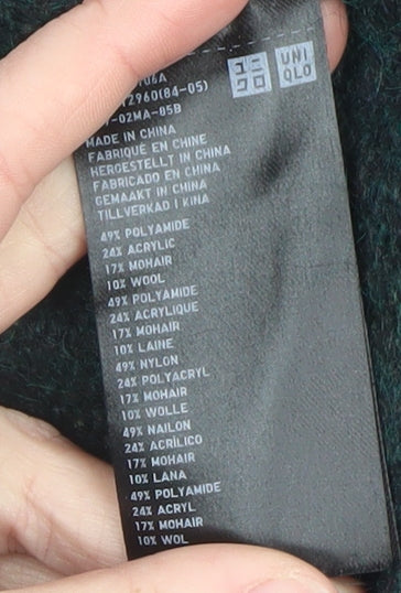 Uniqlo Men Green Mohair Wool Crew Neck Pullover Jumper M