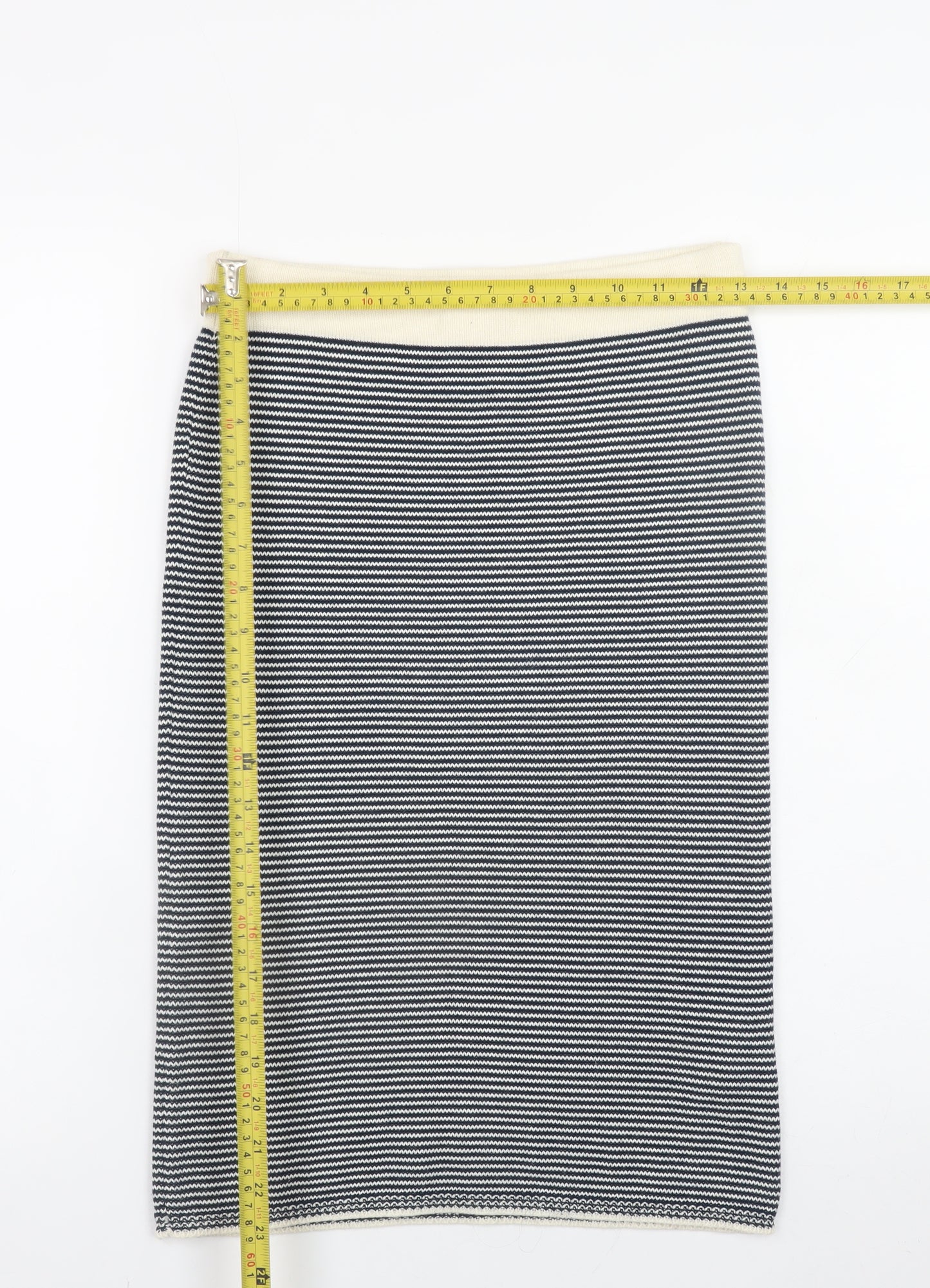 Skunkfunk Women’s Black Striped Pencil Skirt Size S Knee Length Stretch