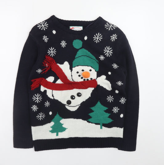 Atmosphere Women's Blue XS Christmas Snowman Knit Jumper