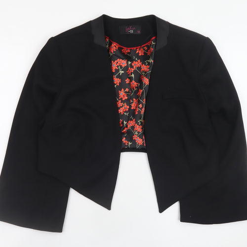 TU Women's Black Cropped Blazer Jacket Size 12 Lined