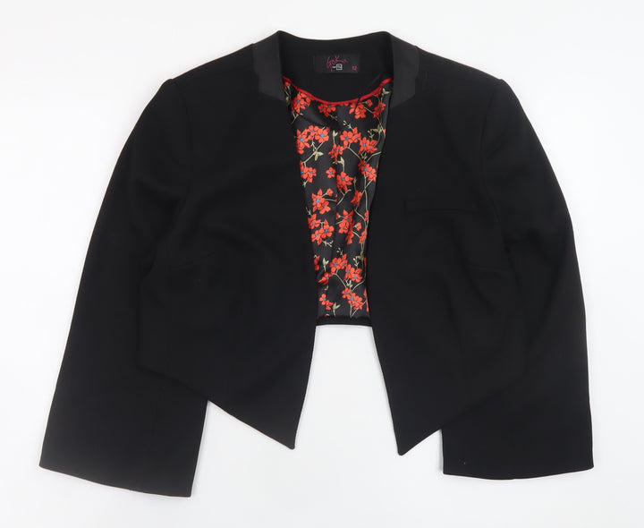 TU Women's Black Cropped Blazer Jacket Size 12 Lined
