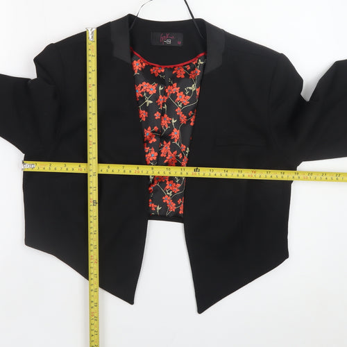 TU Women's Black Cropped Blazer Jacket Size 12 Lined