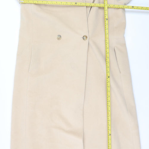 MaxMara Women's Beige Wool Cashmere Long Overcoat Size 16