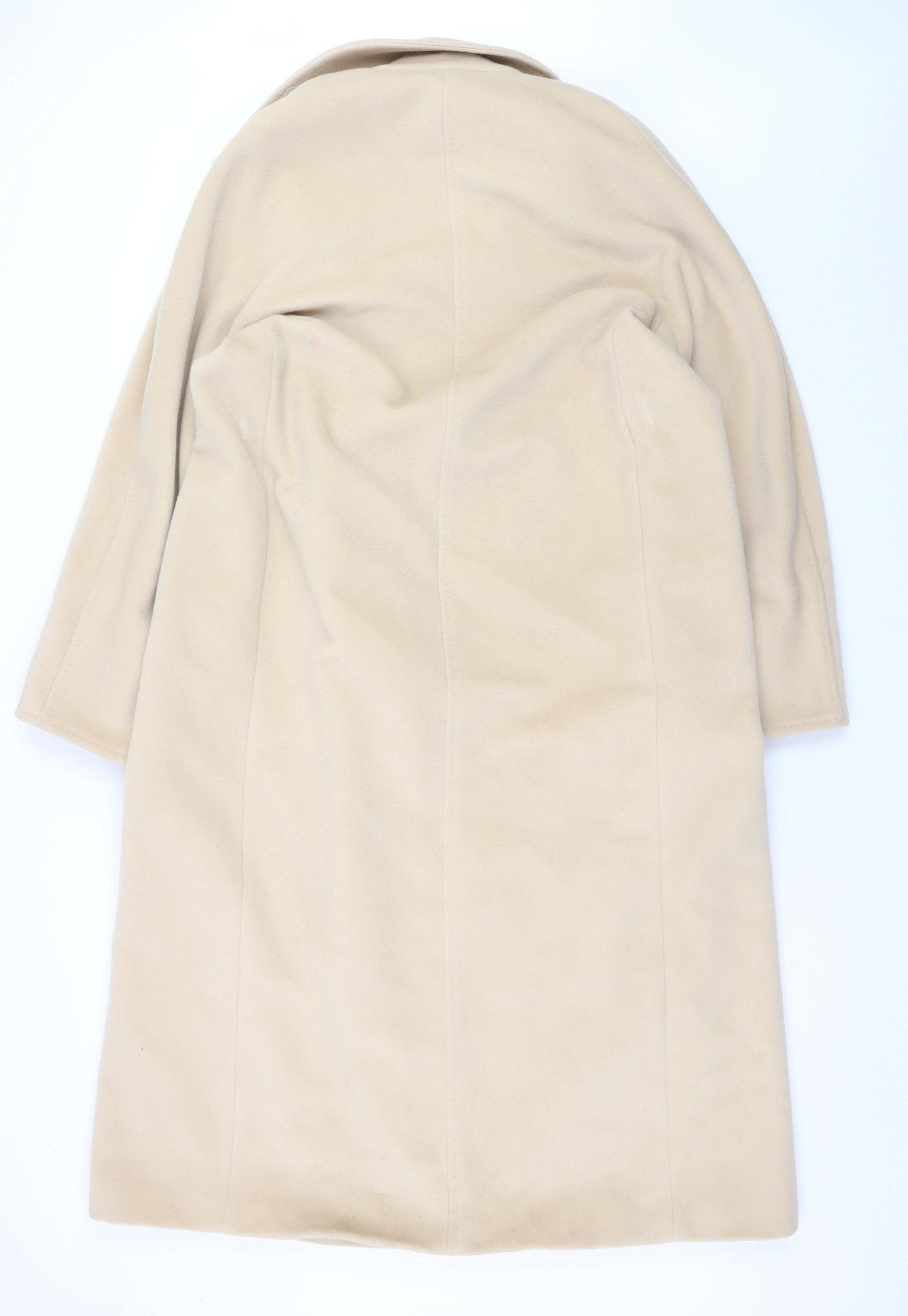 MaxMara Women's Beige Wool Cashmere Long Overcoat Size 16