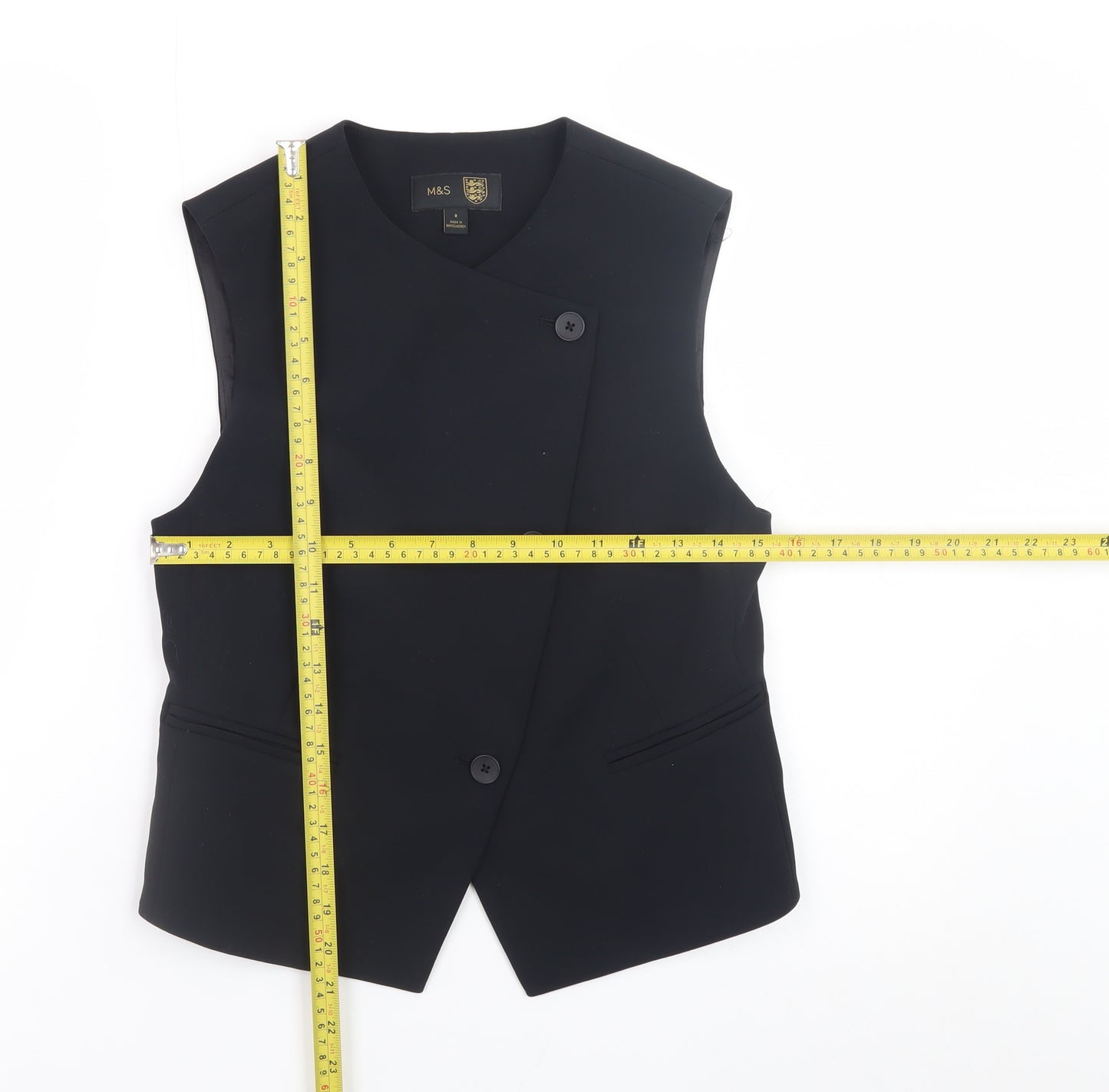 Marks and Spencer Womens Black Sleeveless Button Blouse Size 8