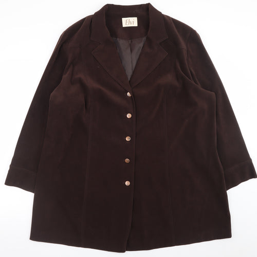 Elvi Women’s Brown Plus Size 24 Classic Velvet Look Blazer Jacket