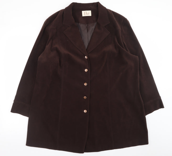 Elvi Women’s Brown Plus Size 24 Classic Velvet Look Blazer Jacket