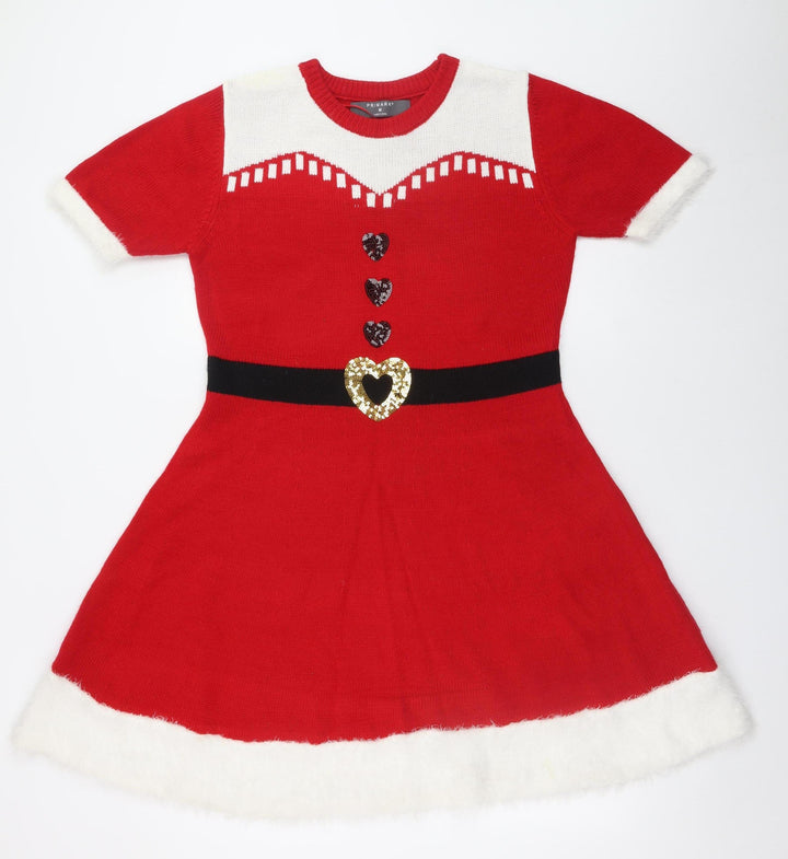 Primark Women Red Fit & Flare Christmas Knit Dress M