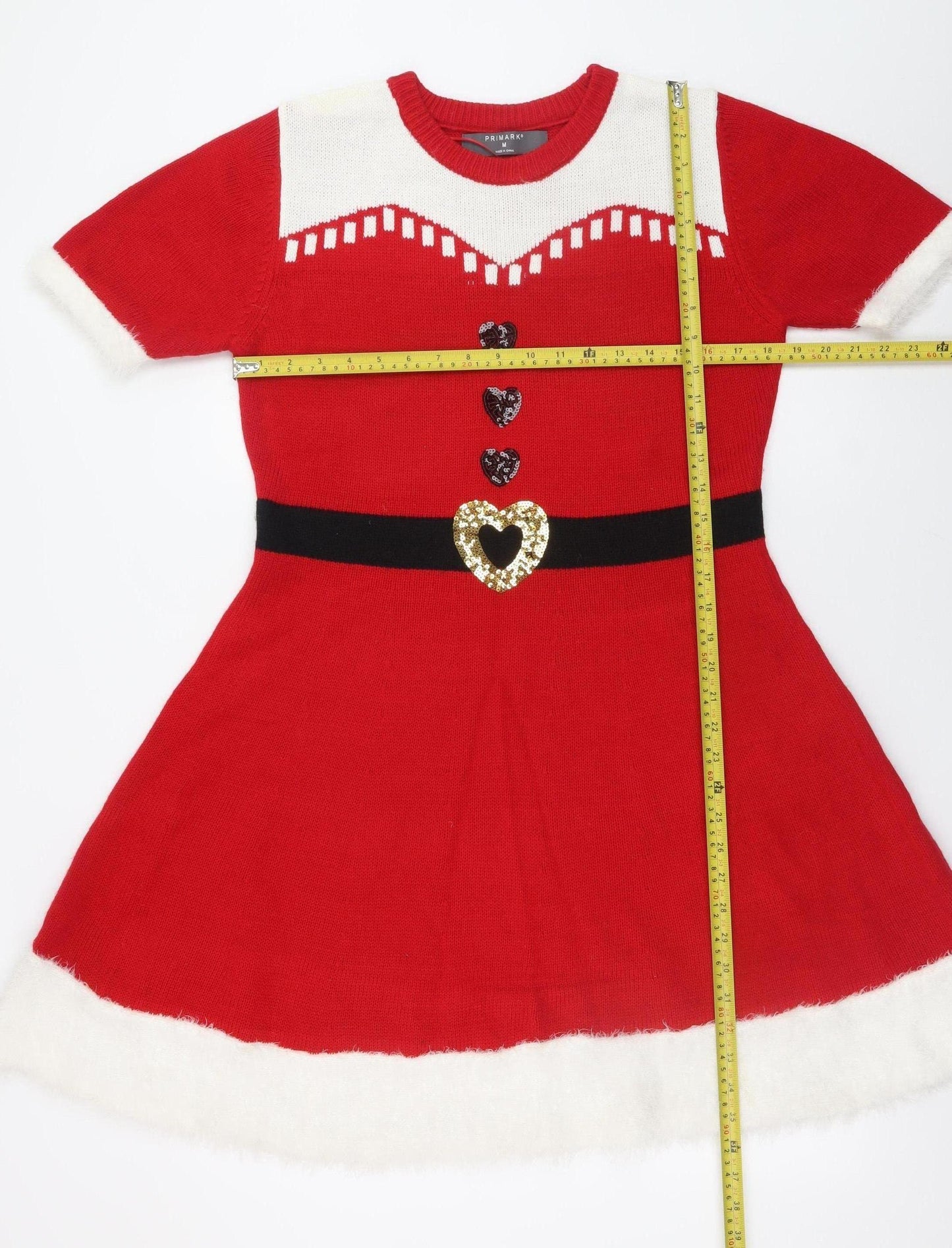 Primark Women Red Fit & Flare Christmas Knit Dress M