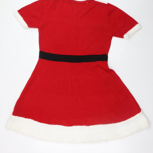 Primark Women Red Fit & Flare Christmas Knit Dress M
