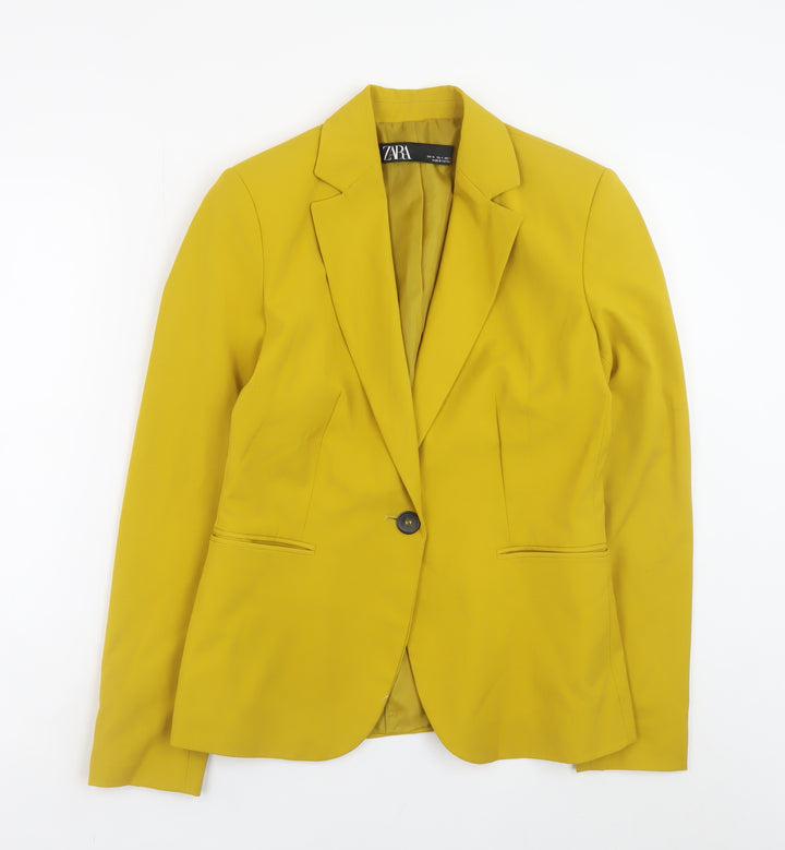 ZARA Women’s Yellow Slim Fit Single Breasted Blazer Size 8