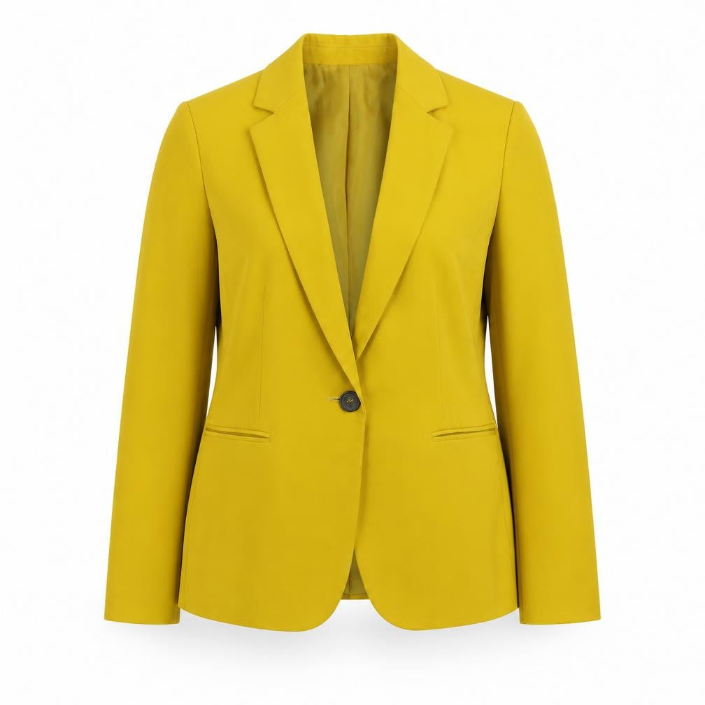 Front view of Zara Women’s Yellow Slim Fit Single Breasted Blazer, size UK 8