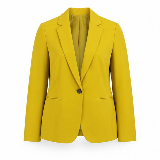 Front view of Zara Women’s Yellow Slim Fit Single Breasted Blazer, size UK 8