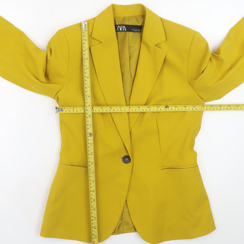 ZARA Women’s Yellow Slim Fit Single Breasted Blazer Size 8