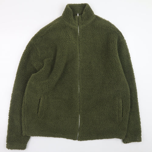 ASOS Design Men’s Green Fleece Jacket M Regular Fit Full Zip