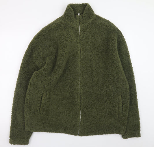ASOS Design Men’s Green Fleece Jacket M Regular Fit Full Zip