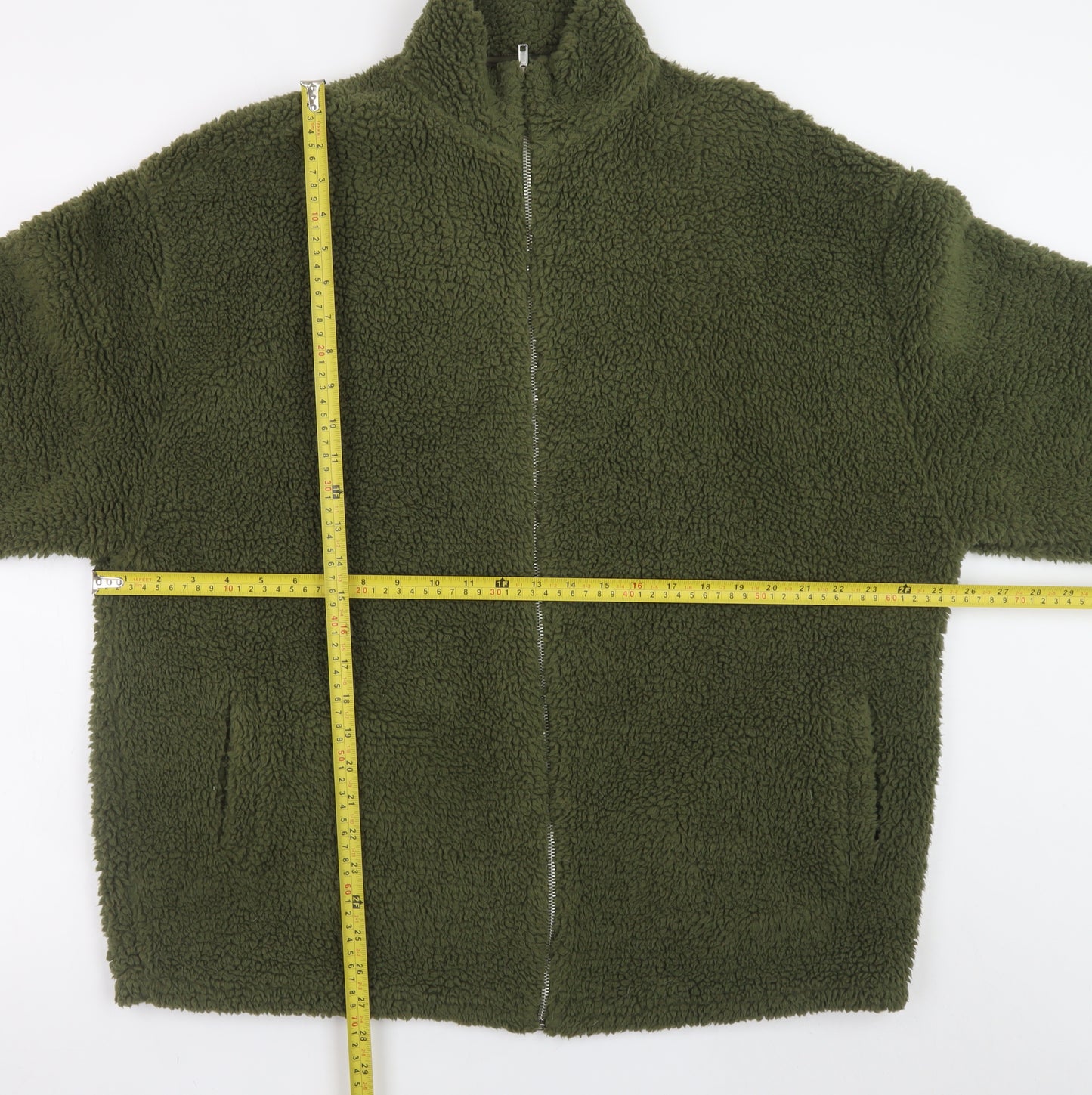 ASOS Design Men’s Green Fleece Jacket M Regular Fit Full Zip