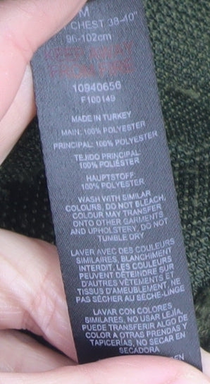 ASOS Design Men’s Green Fleece Jacket M Regular Fit Full Zip