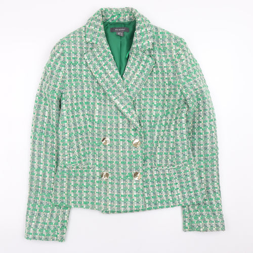 Primark Women Green Check Tweed Blazer Jacket Size 6